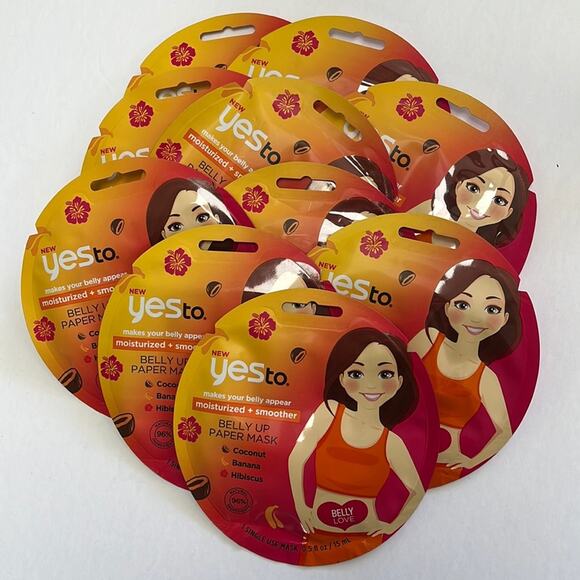 YesTo Belly Up Paper Mask Single Use Moisturize Lot of 10 Coconut Banana Hibiscu - Picture 2 of 5